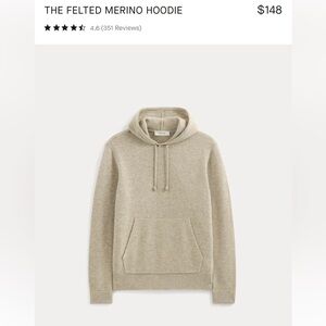Men’s Everlane Felted 100% Merino Hoodie in Gravel Size Medium